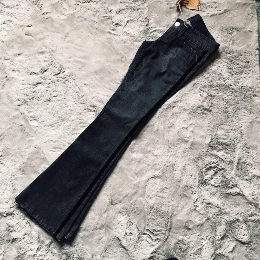 NWT Y2K Extreme Low Rise Tuxedo Stripe William Rast Savoy Flare Jeans immaculate
